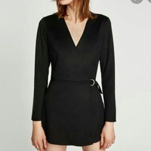 Zara Faux Suede Black Romper, size Medium
